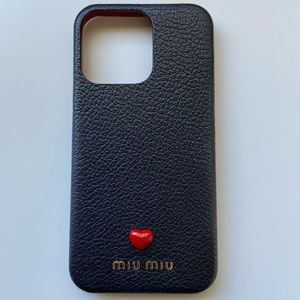 Miu miu logo heart leather iPhone 12 Pro case